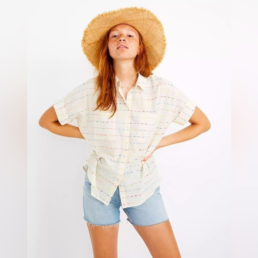 MADEWELL Courier Shirt Flecked Rainbow Stripe